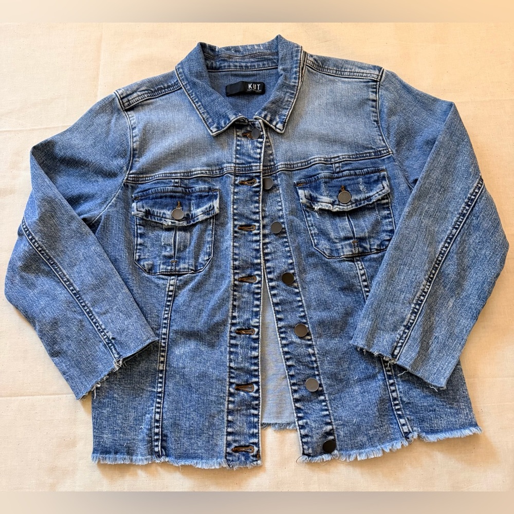 Kut from the Kloth KARA Distressed Blue Jean Jacket